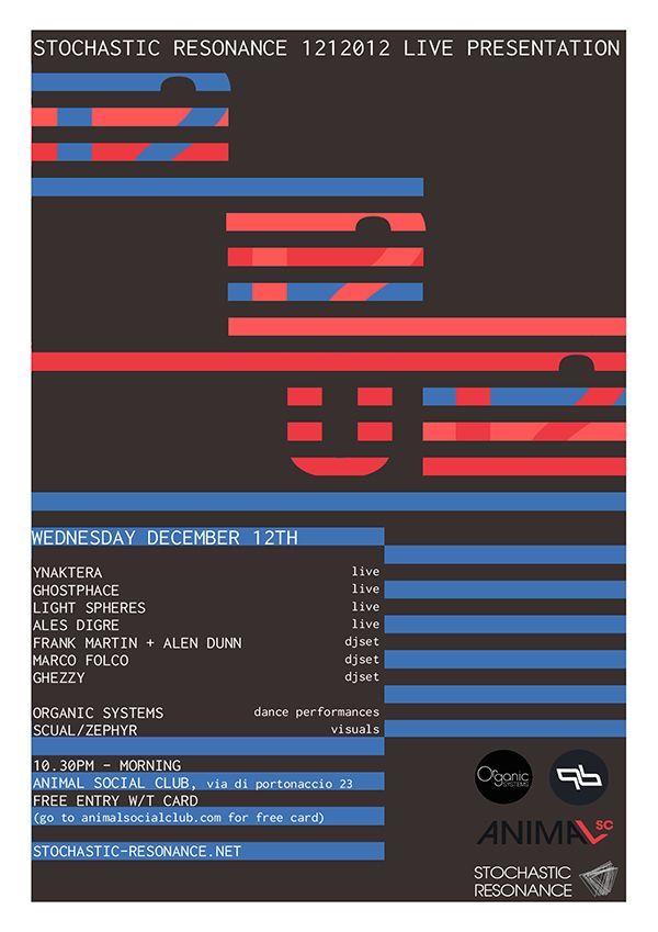 Stochastic Resonance's 121212 launch event poster design